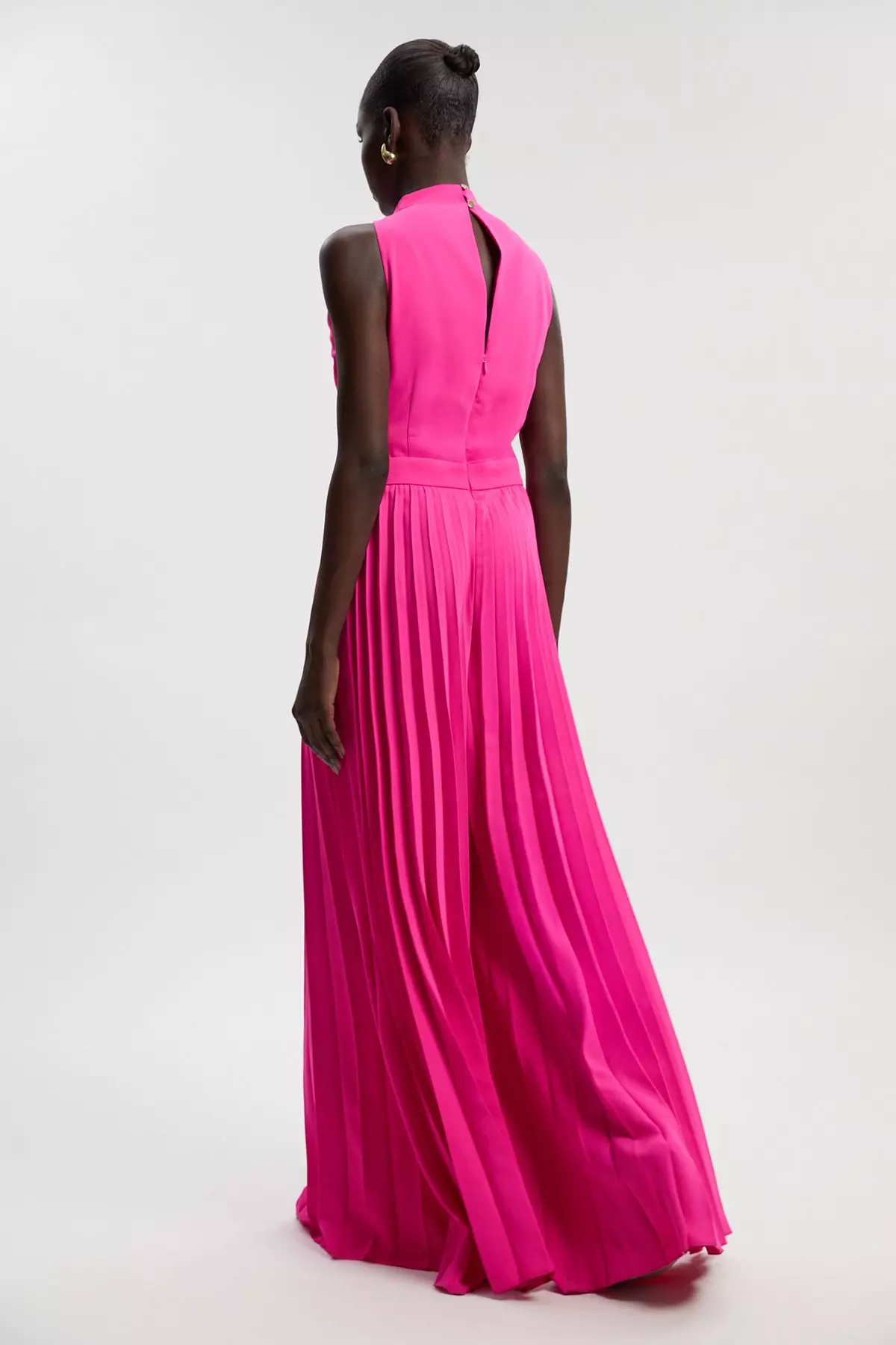 Soft Tailored Halter Neck Pleated Jumpsuit | Karen Millen
